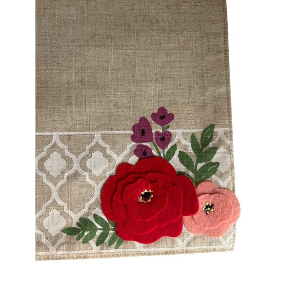 Celebrate Spring Together Tan & White With Floral Placemats With Felt Appliqués - Picture 2 of 9